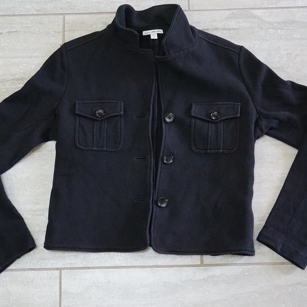 Standard James Perse Cropped Military Jacket Women Size 4 Black